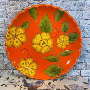 Temptations by Tara 10 inch Dinner Plate Poppies Passion Tropical Hand Painted